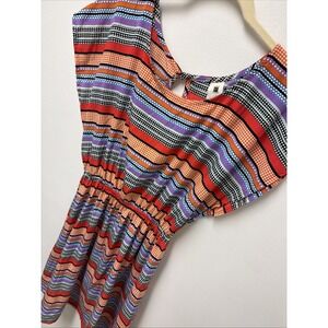 Needle & Thread Women Fit Flare Dress Summer Sz Medium Striped Cut Out Casual